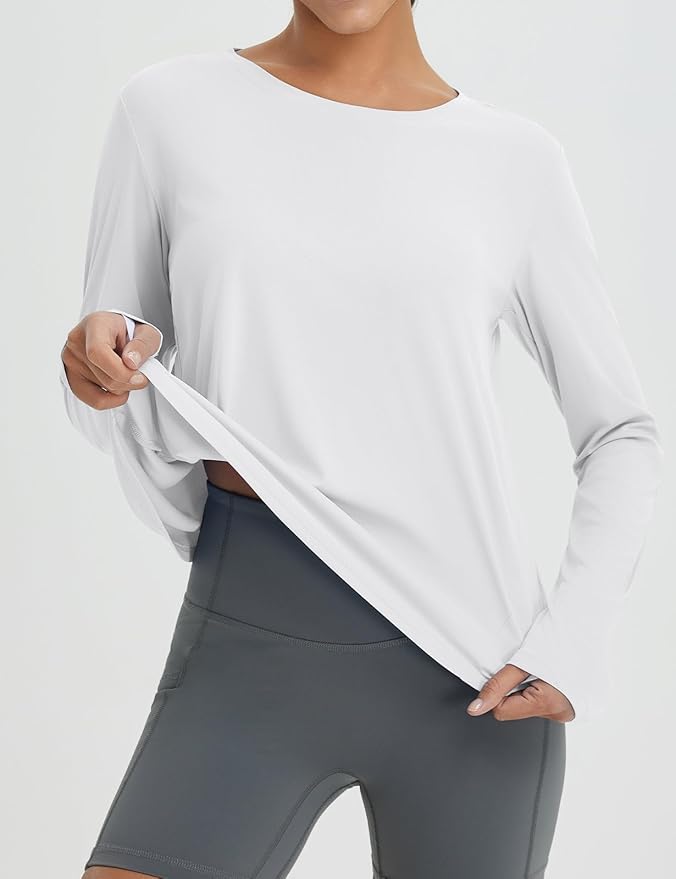 baleaf Women's Running Sun Shirts Long Sleeve UPF 50+ Workout Tops UV Athletic Split Back Quick Dry Lightweight