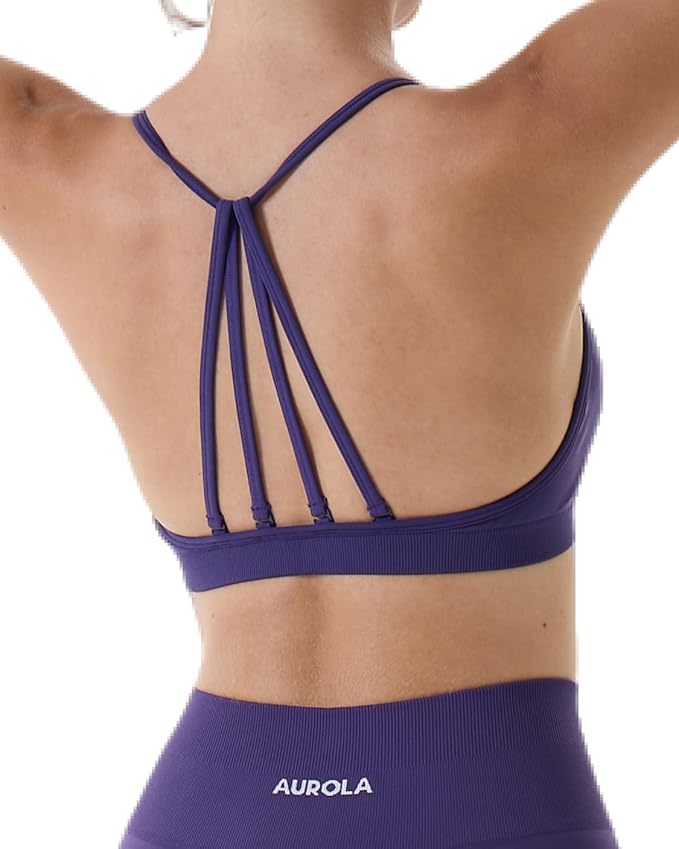 AUROLA Mercury Workout Sports Bras Women Athletic Removable Padded Backless Strapy Minimal Crop Top