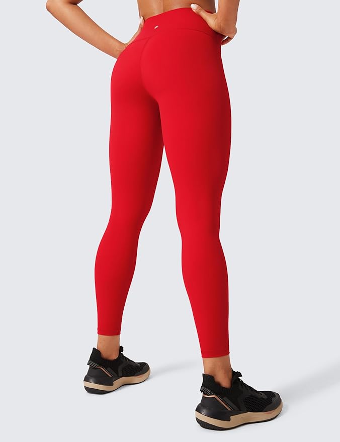 CRZ YOGA Women's Hugged Feeling Compression Leggings 25 Inches - Thick High Waisted Tummy Control Workout Pants Tights