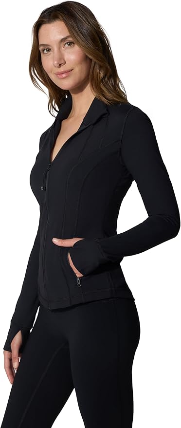 90 Degree By Reflex Full Zip Running Track Jacket Lightweight Athletic Slim Fit Jacket with Thumbholes