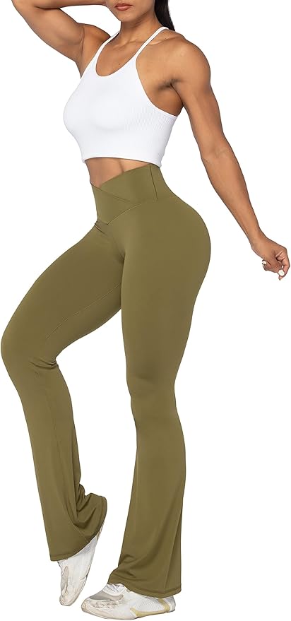 Sunzel Flare Leggings, Crossover Yoga Pants with Tummy Control, High-Waisted and Wide Leg