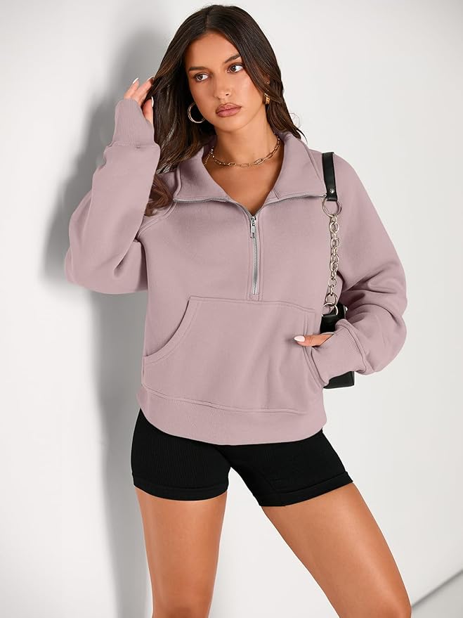 AUTOMET Womens Sweatshirts Half Zip Cropped Pullover Fleece Quarter Zipper Hoodies 2026 Fall Fashion Outfits Clothes