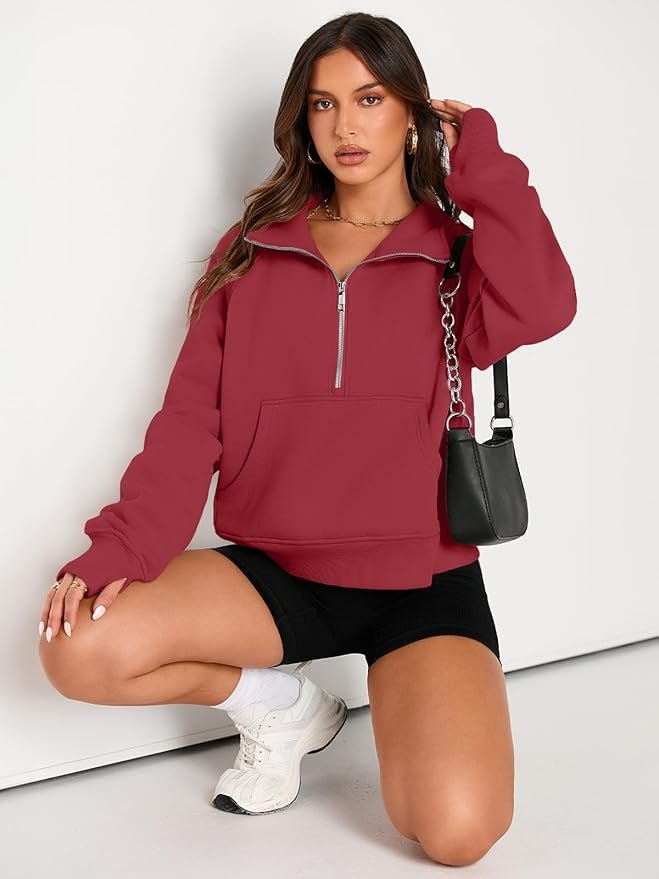 AUTOMET Womens Sweatshirts Half Zip Cropped Pullover Fleece Quarter Zipper Hoodies 2026 Fall Fashion Outfits Clothes