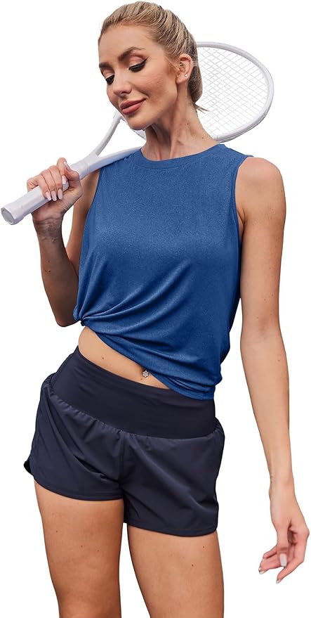 Womens Workout Tank Tops Lightweight Sleeveless Shirts for Women Loose Fit Tops for Athletic Running Tennis Yoga