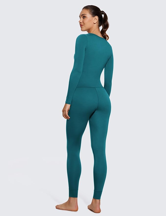 CRZ YOGA Soft Thermal Underwear Sets for Women Lightweight Long Johns Base Layer Pajamas Warm Top Bottom