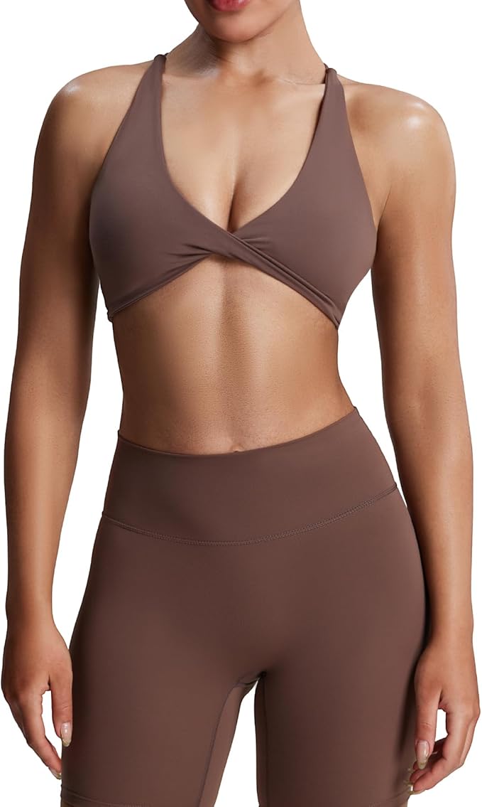 Aoxjox Women's Workout Sports Bras Fitness Metamorph Sienna Twist Bra Yoga Crop Tank
