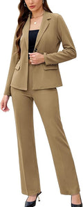 Women's 2 Piece Suits Business Casual Outfits Long Sleeve Solid Blazer with Pants Professional Office Work Sets