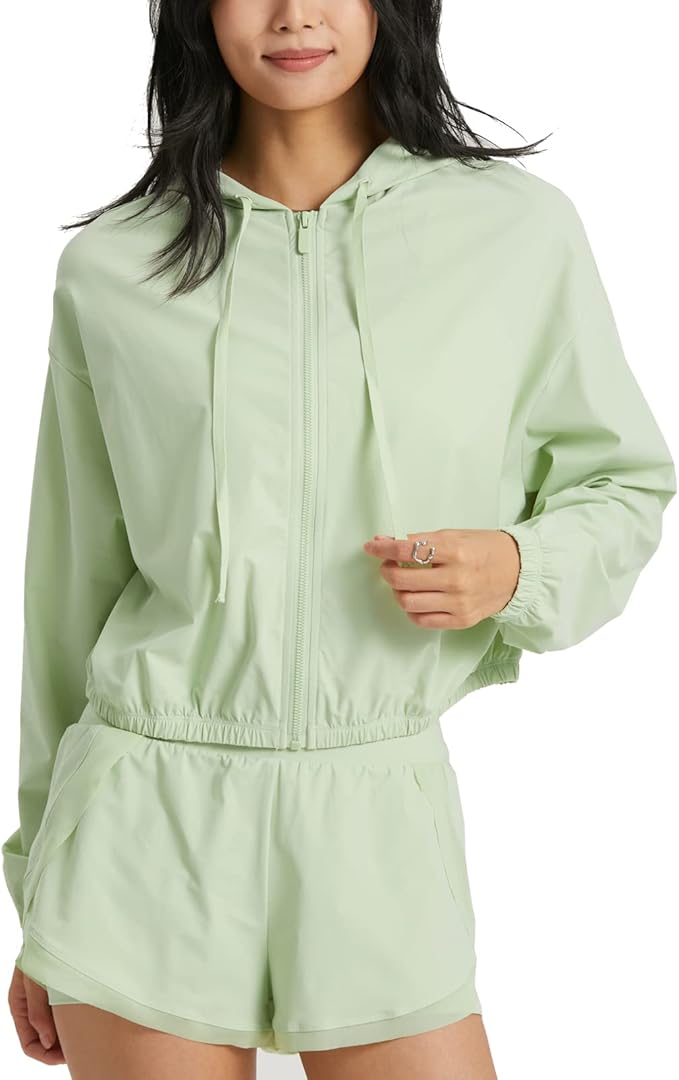 altiland Women's UPF 50+ Sun Protection Cropped Jackets Zip Up Cooling Shirt Athletic Workout Running Hoodie