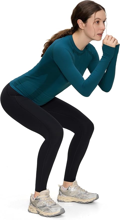 Long Sleeve Workout Tops for Women, Compression Shirt, Sports Running Shirt Breathable Athletic Top Slim Fit