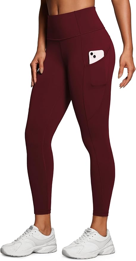 CRZ YOGA Naked Feeling Workout Leggings Pockets 25'' - High Waisted Womens Yoga Pants Running Tights