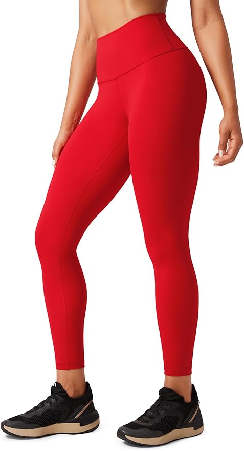CRZ YOGA Women's Hugged Feeling Compression Leggings 25 Inches - Thick High Waisted Tummy Control Workout Pants Tights