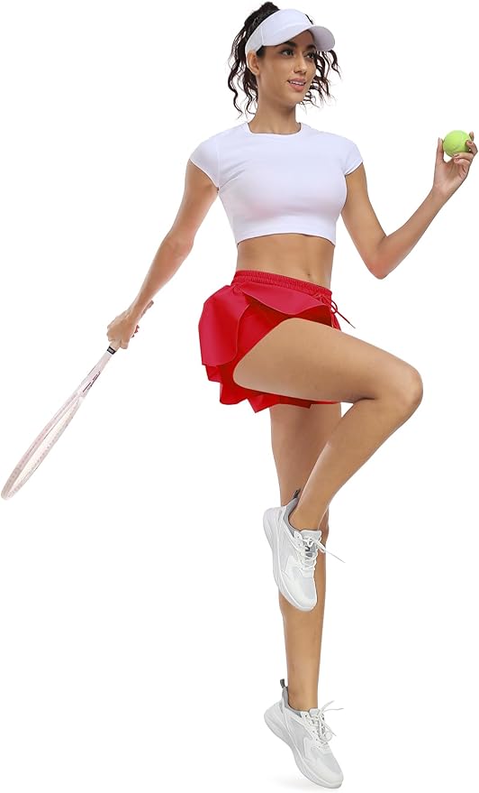 Wsirmet Flowy Shorts for Women Butterfly Shorts 2 in 1 Athletic Workout Gym Biker Running Shorts with Pockets