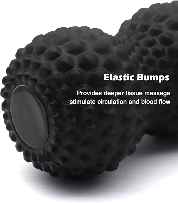 KITWILD Peanut Massage Ball, Double Lacrosse Massage Roller Ball for Deep Tissue Muscle Massage, Physical Therapy, Myofascial Release, Muscle Knots, and Yoga Therapy (Black)