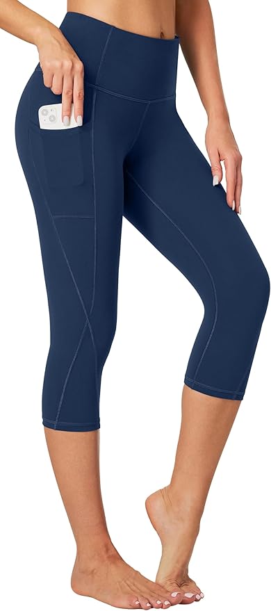 Heathyoga Capri Leggings for Women High Waisted Capri Leggings with Pockets for Women Tummy Control Yoga Pants Women