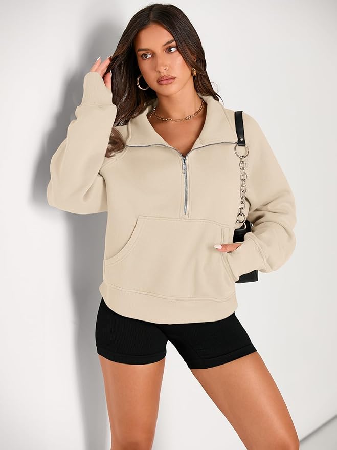 AUTOMET Womens Sweatshirts Half Zip Cropped Pullover Fleece Quarter Zipper Hoodies 2026 Fall Fashion Outfits Clothes