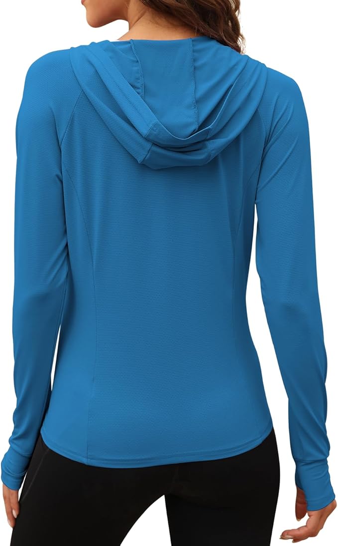 We1Fit Women's UPF 50+ Sun Protection Jacket Hoodie Sun Shirts Hiking Running Athletic Shirt