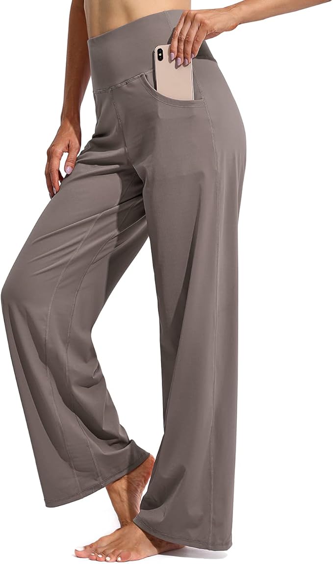 Promover Wide Leg Pants Woman Yoga Pants with Pockets Stretch Loose Casual Lounge Sweatpants Petite/Regular/Tall