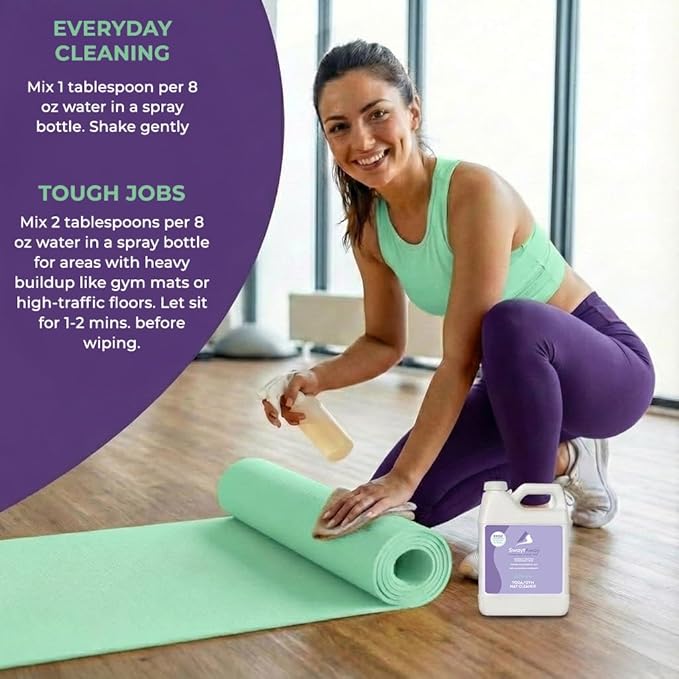 SwaytAway Fitness Mat Cleaner Concentrate – 32oz/Make 4 Gal - No-Slip No-Residue Lavender Essential Oil Formula – USA Made Aromatherapy Yoga Mat Spray for Home & Studio – Natural Cleaning Solution