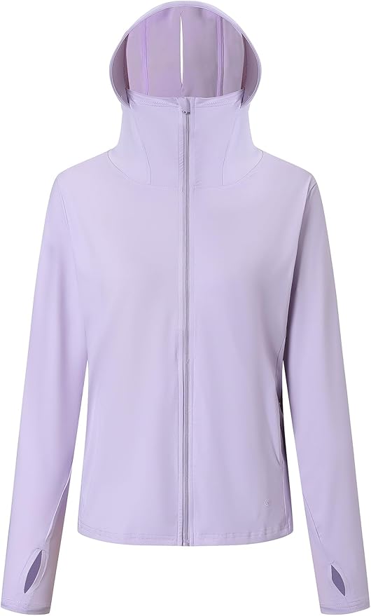 Women's UPF 50+ Sun Protection Hoodie Jacket with Pockets Lightweight Zip Up Sun Cover Up Shirt Athletic Jacket