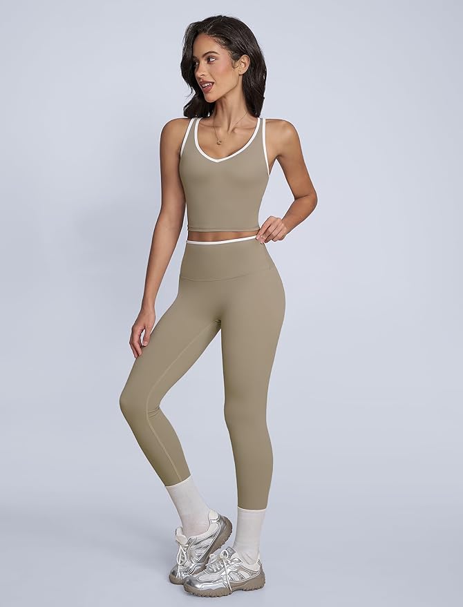 ABOCIW Womens Color Block Workout Sets Racerback Tank Top High Waist Leggings Gym Set Yoga Pilates Outfits
