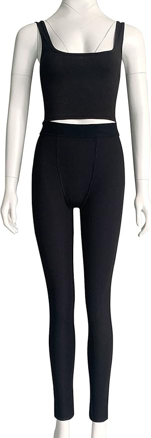 LICOBOD Casual Workout Sets 2 Piece Outfits for Women Ribbed Crop Tank Top High Waist Yoga Leggings Lounge Wear Tracksuit