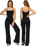 ABOCIW Womens Workout Sets 2 Piece Spaghetti Straps Crop Top Straight Leg Yoga Pants Yoga Pilates Outfits