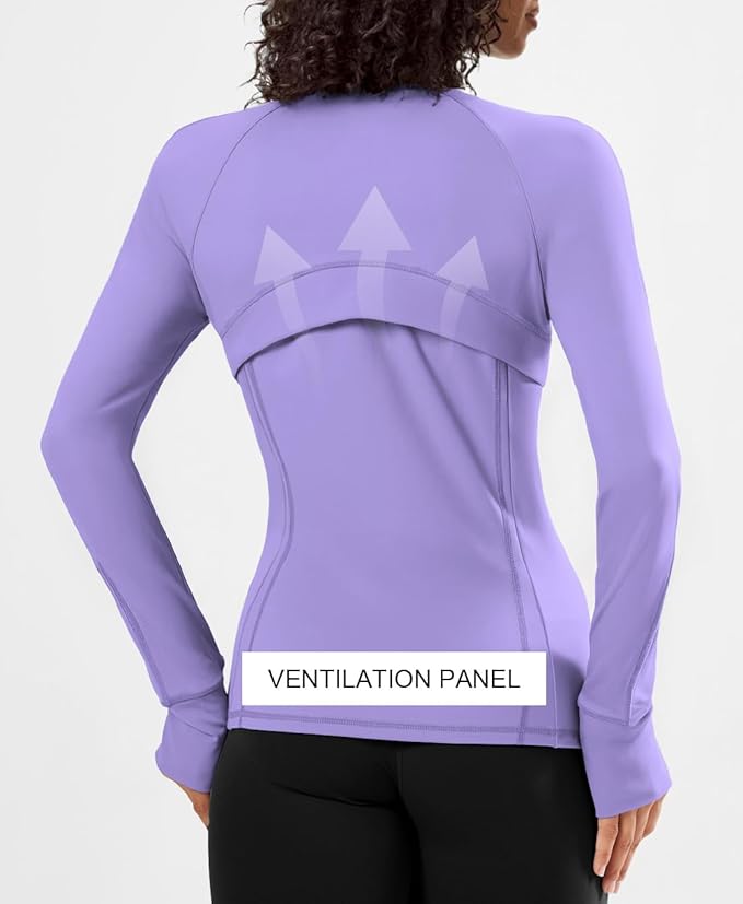 Waitfairy Zip Up Jackets for Women Yoga Gym Top Running Workout Jackets for Woman Track Jacket Women with Thumb Holes