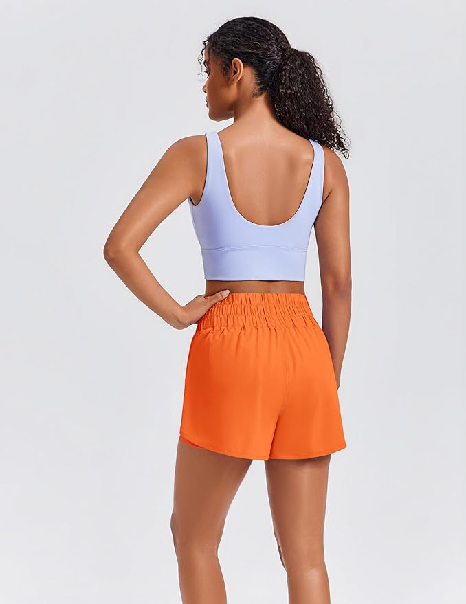 PINSPARK Women's 2 in 1 Running Shorts High-Split Athletic Short High Waisted 3" Liner Workout Gym Short with Pockets