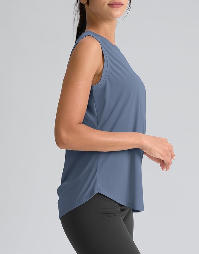 SANTINY Women's Sleeveless Workout Tops Breathable Lightweight Active Tennis Yoga Shirts Athletic Running Tank Tops for Women