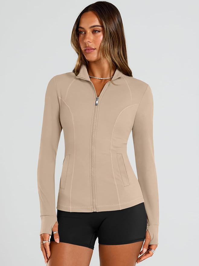 Trendy Queen Womens Lightweight Zip Up Jackets 2026 Athletic Workout Hoodies Spring Shirt Fitted Gym Clothes with Pocket
