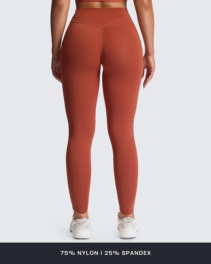 Aoxjox Women's Trinity High Waisted Yoga Pants with Pockets Cross-Waist Tummy Control Buttery Soft Workout Leggings 26"