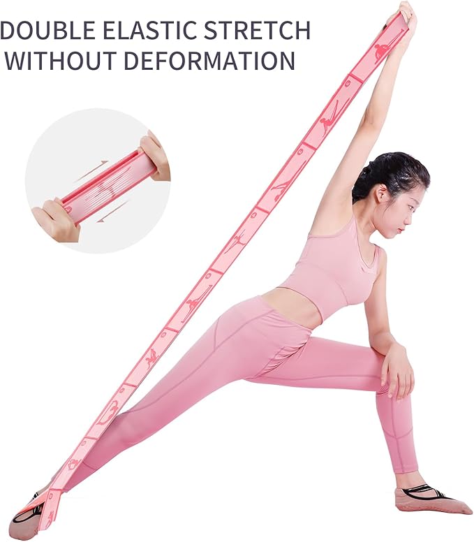 9 Loops Elastic Yoga Strap - Adjustable Stretching Band for Physical Therapy, Dance, Pilates & Gymnastics, Multi-Loop Exercise Band for Flexibility, Home Workout