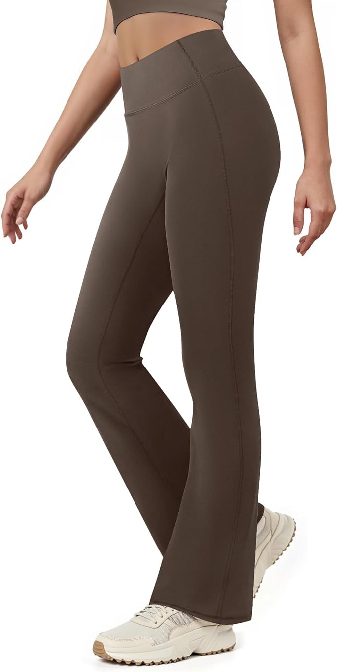 Yoga Pants for Women High Waisted Flare Leggings Bell Bottom Leggings Front Seamless Flared Workout Pants Tummy Control