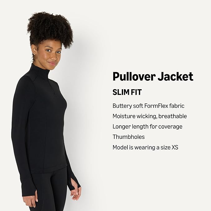 Amazon Essentials Women's Active FormFlex Buttery Soft Slim Fit Quarter Zip Long Sleeve Pullover Jacket