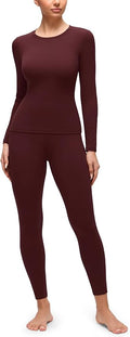 CRZ YOGA Softembrace Fleece Lined Thermal Underwear Set for Women - Soft Casual Base Layer Long Johns Warm Pajamas Top Bottom
