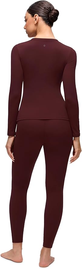 CRZ YOGA Softembrace Fleece Lined Thermal Underwear Set for Women - Soft Casual Base Layer Long Johns Warm Pajamas Top Bottom