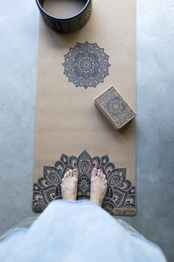 YOGA DESIGN LAB | The Cork Yoga Mat | Eco Luxury | Ideal for Hot Yoga, Power, Bikram, Ashtanga, Sweaty Workouts | Studio Quality | Includes Carrying Strap!