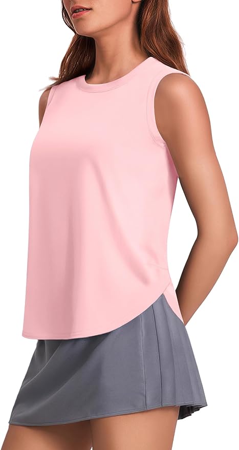 PINSPARK Workout Tank Tops Woman UPF 50+ Yoga Tanks Quick Dry Sleeveless Gym Shirts with Side Slits Loose Fit Athletic Top