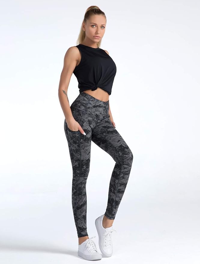 Dragon Fit High Waist Yoga Leggings with 3 Pockets,Tummy Control Workout Running 4 Way Stretch Yoga Pants