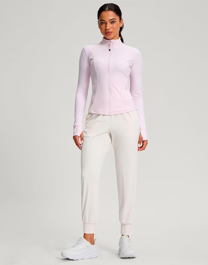G Gradual Women's Workout Jackets Extended Waist Length Slim Full Zip 4 Pockets Athletic Jacket Spring Running Yoga Clothes