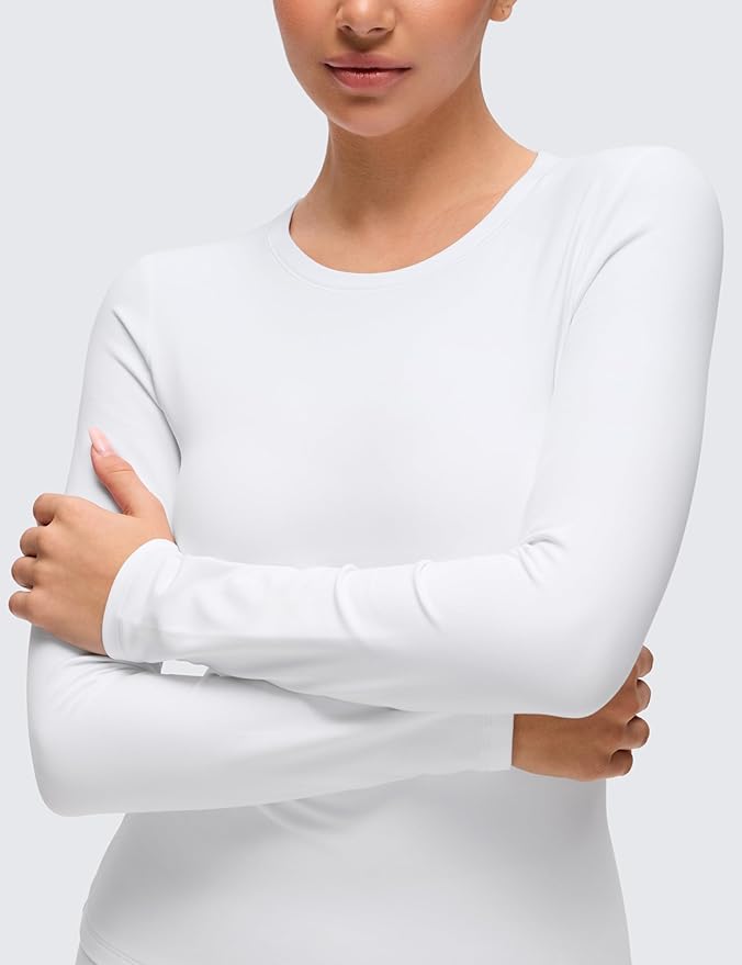CRZ YOGA Softembrace Fleece Lined Thermal Underwear Set for Women - Soft Casual Base Layer Long Johns Warm Pajamas Top Bottom
