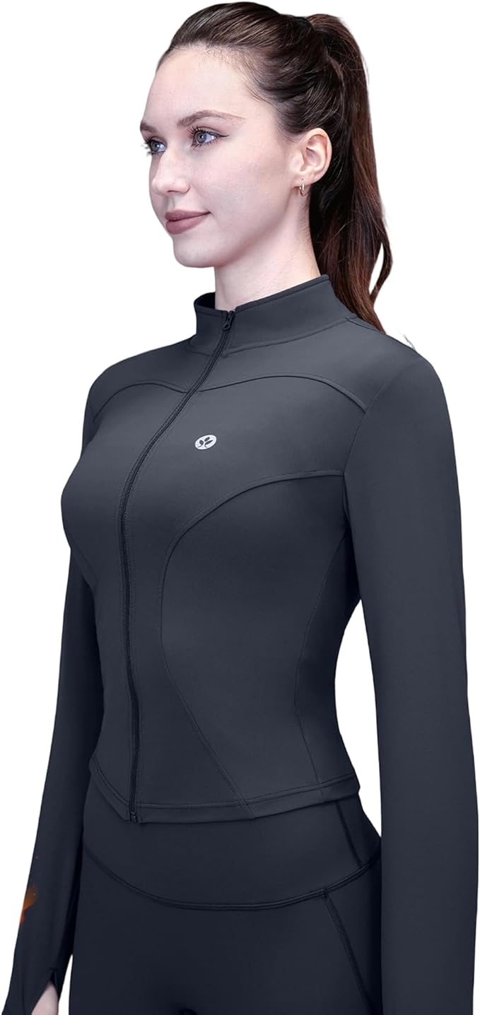 Women's Yoga Jacket Lightweight Zip Up - Workout Jackets for Running Gym Athletic Tops Full Zip