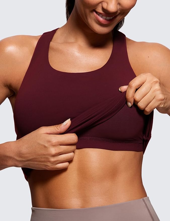 CRZ YOGA Butterluxe Workout Racerback Tank Tops for Women - Padded Athletic Spandex Yoga Shirts with Built in Bra