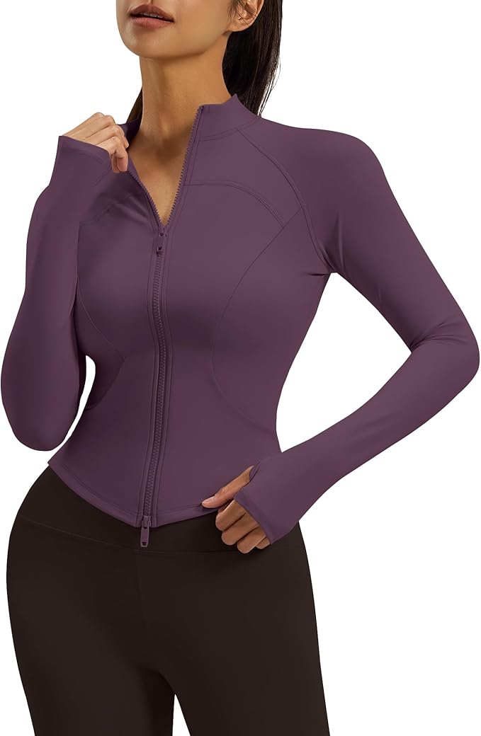 Gacaky Womens Cropped Workout Running Jackets Lightweight Slim Fit Athletic Yoga Jacket Full Zip Tops with Pocket