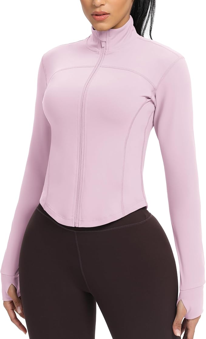 GYM RAINBOW Womens Zip Up Workout Jakcets Lightweight Slim Fit Running Athletic Jackets with Thumb Holes