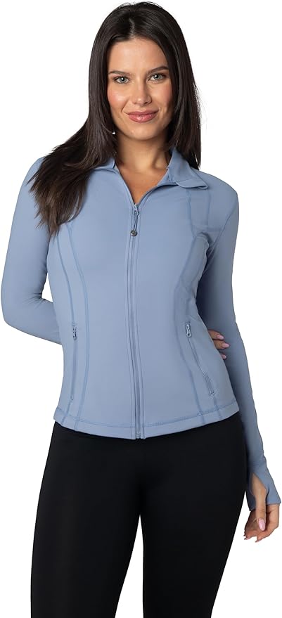90 Degree By Reflex Full Zip Running Track Jacket Lightweight Athletic Slim Fit Jacket with Thumbholes