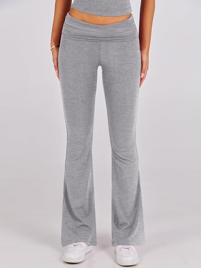 ANRABESS Lounge Sets for Women 2 Piece Foldover Yoga Flare Leggings Pants Crop Tops Casual Y2K Outfits Matching Tracksuit Set