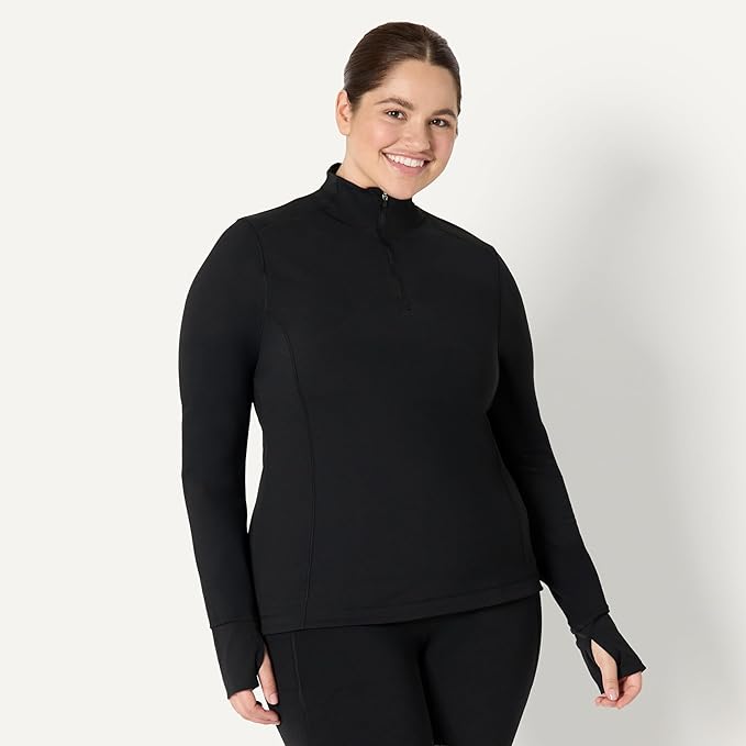 Amazon Essentials Women's Active FormFlex Buttery Soft Slim Fit Quarter Zip Long Sleeve Pullover Jacket