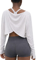 Sanutch Women’s Split Back Long Sleeve Crop Yoga Top – Soft Breathable Boat Neck Athleisure Tee for Everyday Wear