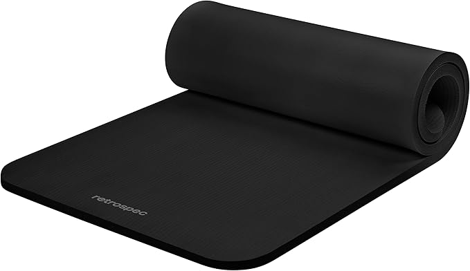 Retrospec Solana Yoga Mat 1" Thick w/Nylon Strap for Men & Women - Non Slip Exercise Mat for Home Yoga, Pilates, Stretching, Floor & Fitness Workouts